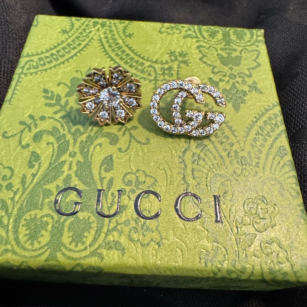 Gucci Gold and Silver GG Crystal Earrings